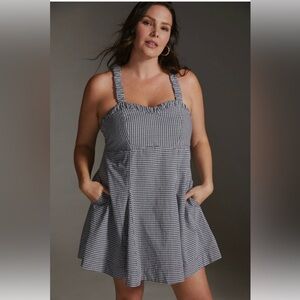 MAEVE by Anthropologie Womens Black and White Gingham Dress Size L